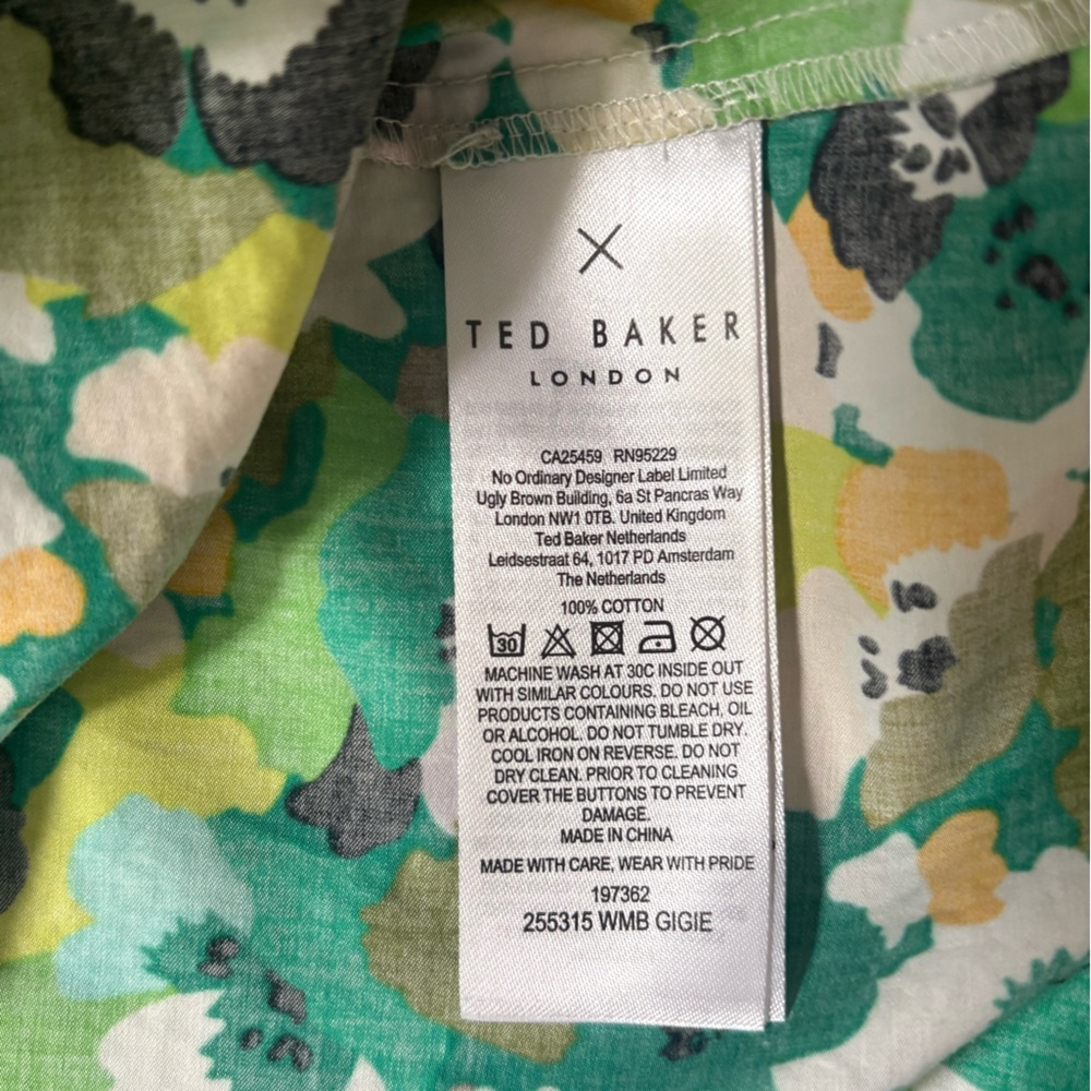 Ted Baker Gigie Printed Frill Shoulder Top in Size 2 - Picture 7 of 9